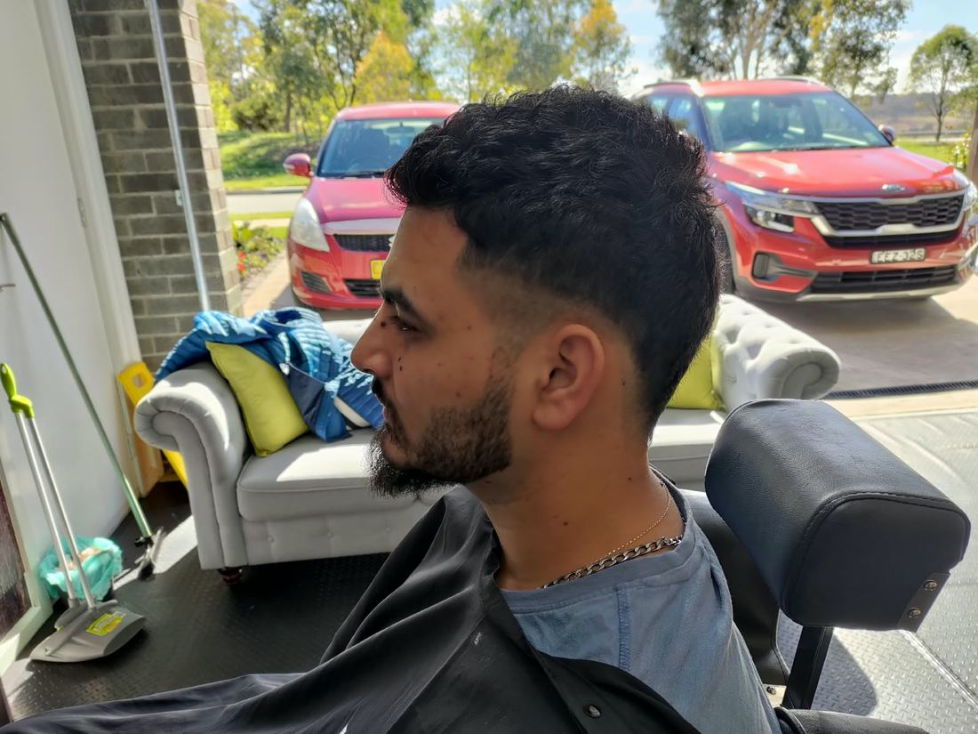 Textured crop with a fade and beard line-up